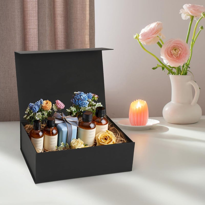 Ditwis 4 Pack 12x9x4 Inches Gift Boxes with Magnetic Closure Lids, Black Magnetic Box for Wedding, Groomsmen Bridesmaid Proposal, Birthdays, Mother's Day - Image 5